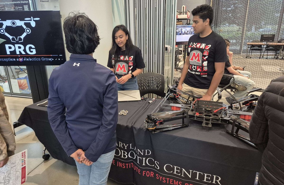 Perception and Robotics Group drone demonstration table at Maryland Day 2026