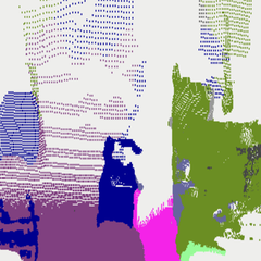 LiDAR point cloud painted with camera semantic segmentation labels